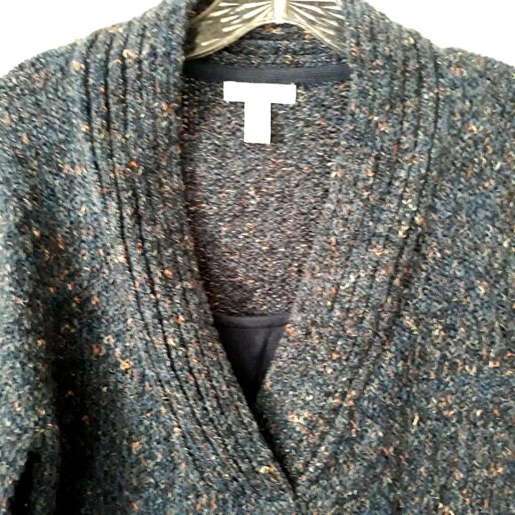 Charter Club Shawl Collar Sweater Women Large Blue Speckle Attached Cami V Piece - Picture 3 of 9